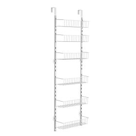 Over the Door Pantry Organizer, 6-Tier Pantry Organization and Storage, Heavy-Duty Steel Hanging Spice Rack, Adjustable Wall Seasoning Shelves